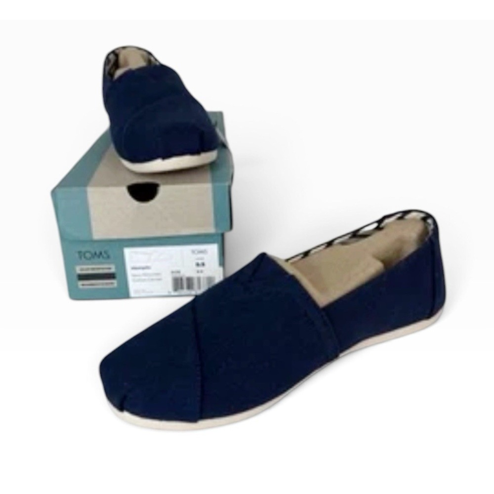 Toms Alpargata Women's 9.5 Flats Slip On Shoes Navy Canvas Classic NEW 1628